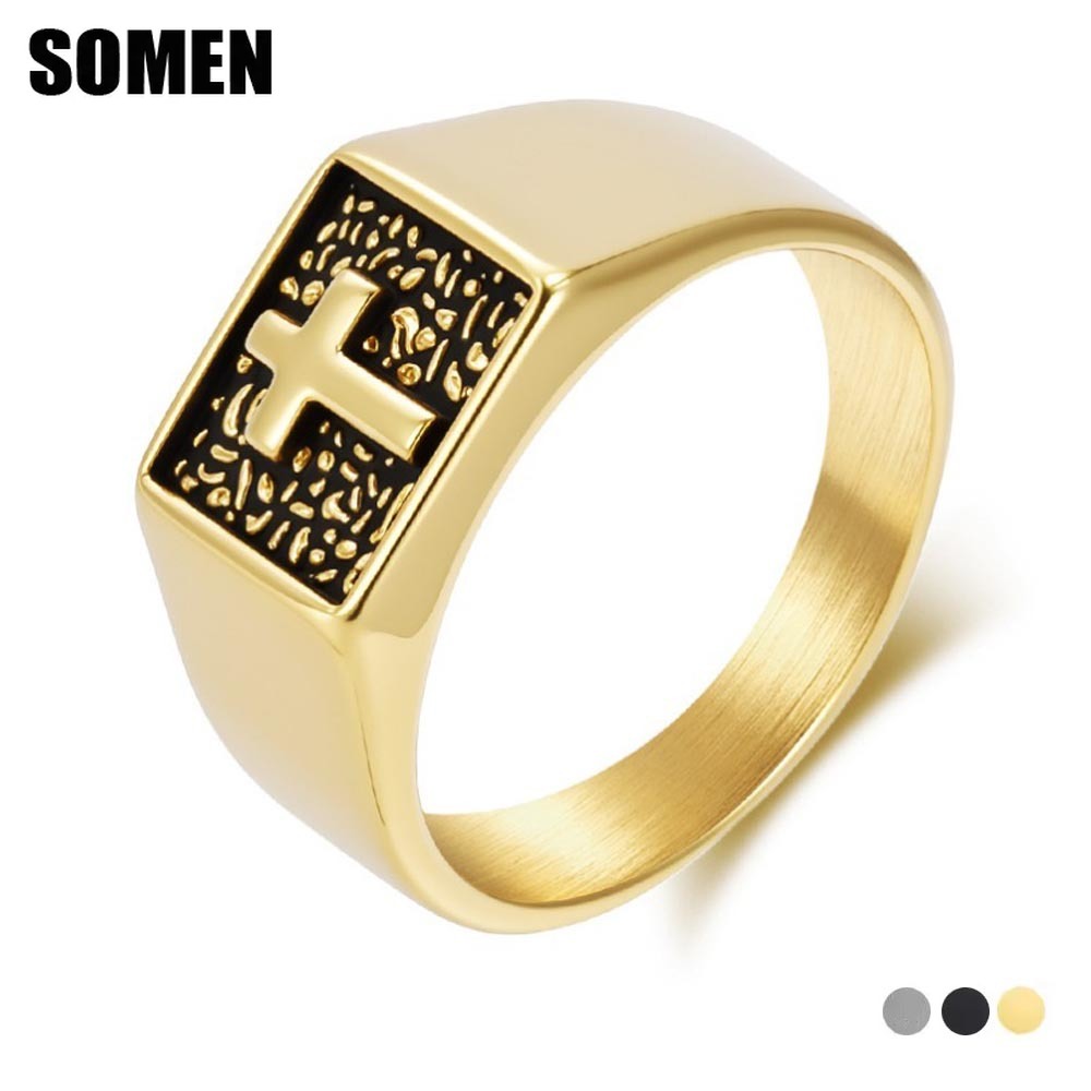 Mens Signet Ring - Anillo Somen Vintage de acero inoxidable