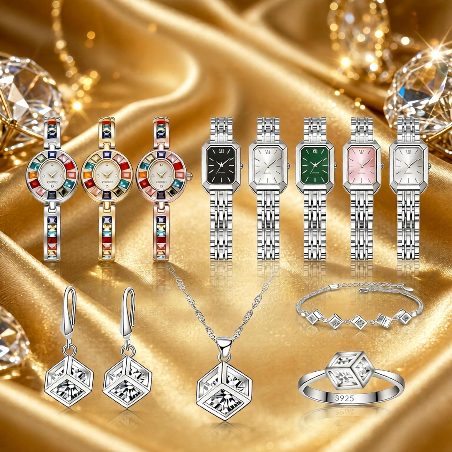 Best Jewelry Watches For Women - Exquisito Conjunto de Collar, Pendientes y