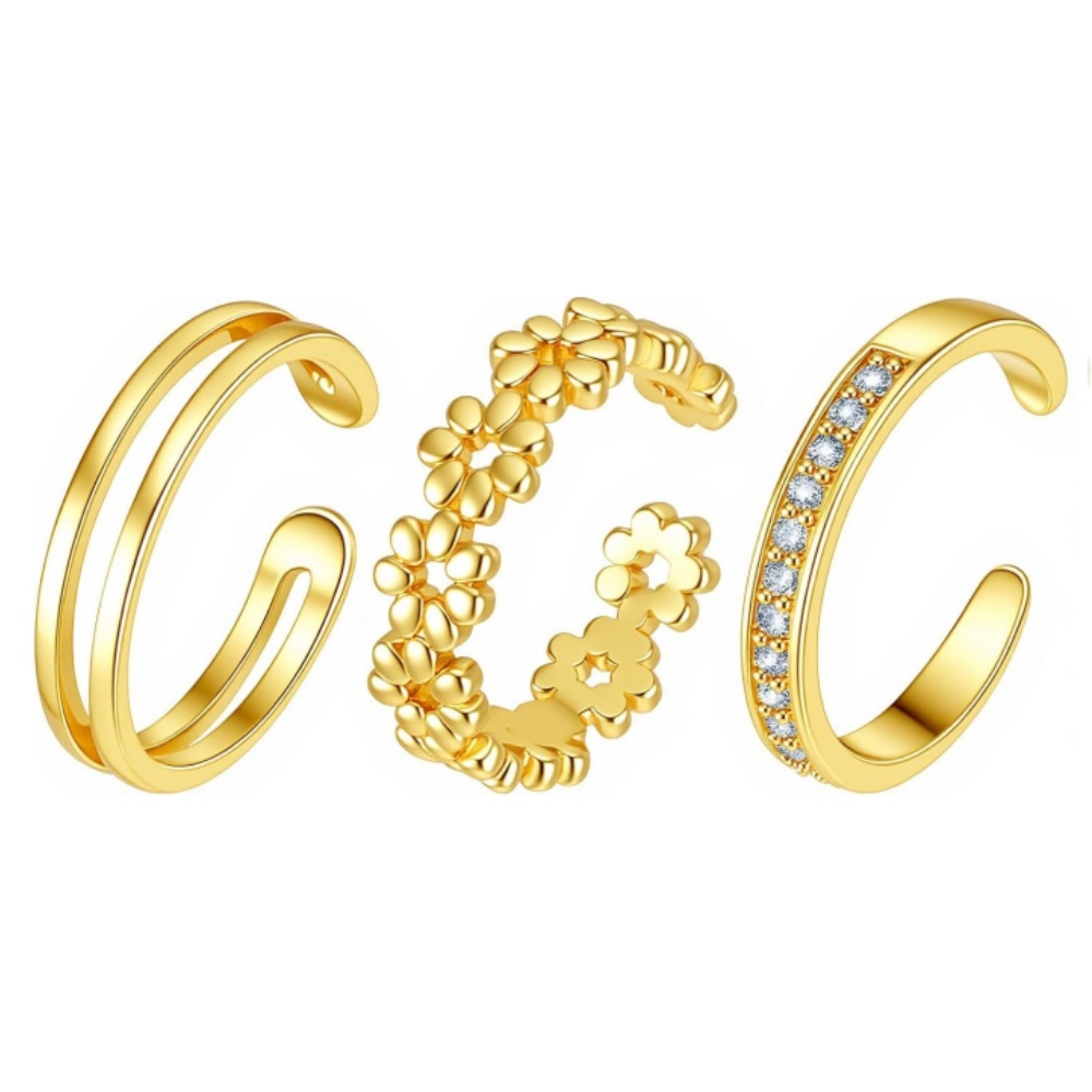 Minimalist Ring Stackable - Juego de 3 Anillos Ajustables Abiertos