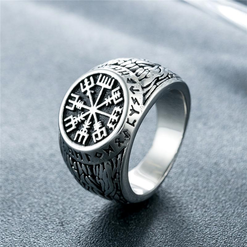 Mens Signet Ring - Anillos de runa vikinga Vintage para