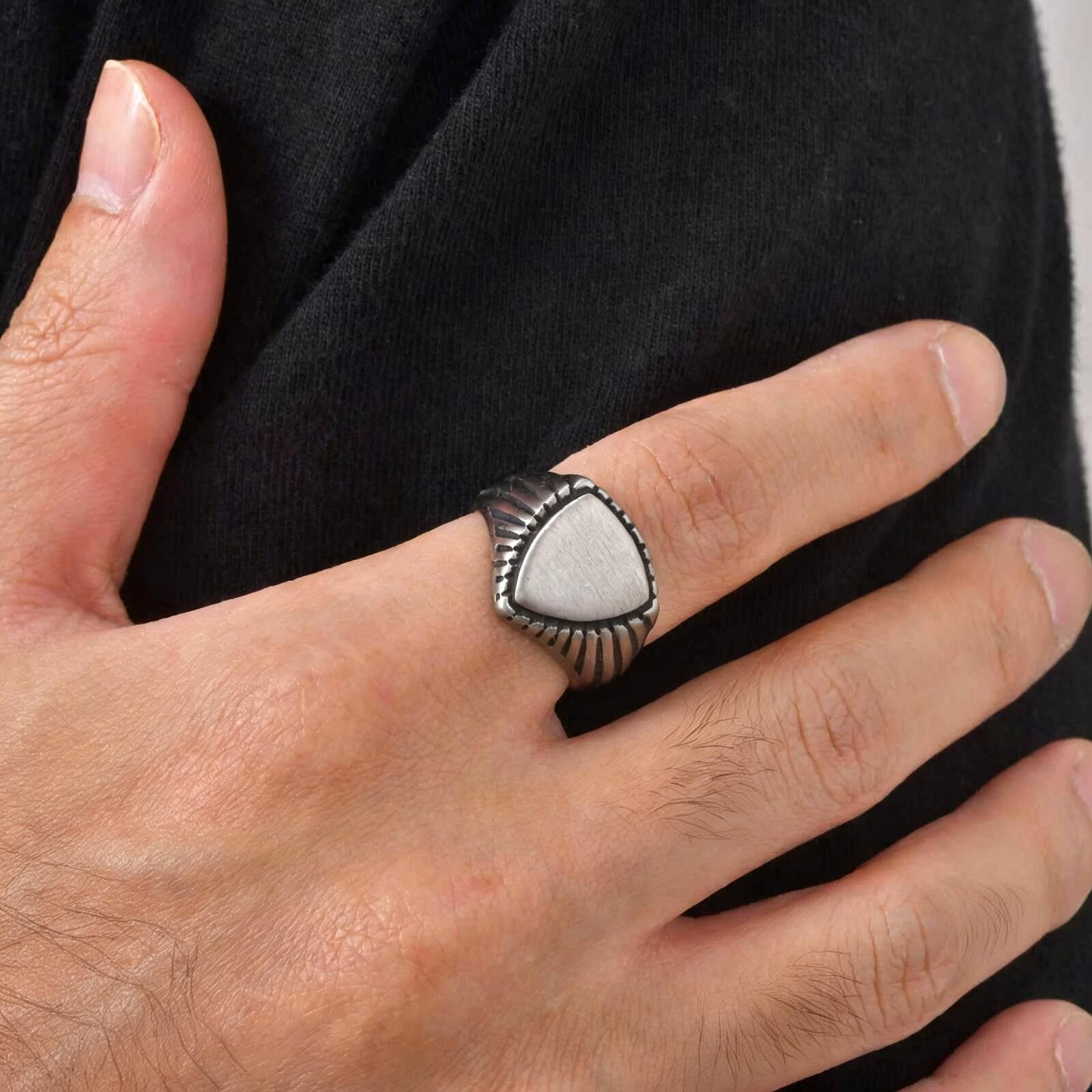 Mens Signet Ring - Anillo de Sello Vintage con Escudo
