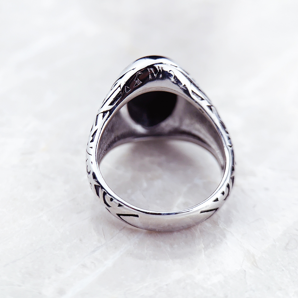 Anillo de sello ovalado negro, - Mens Signet Ring reseña y precio