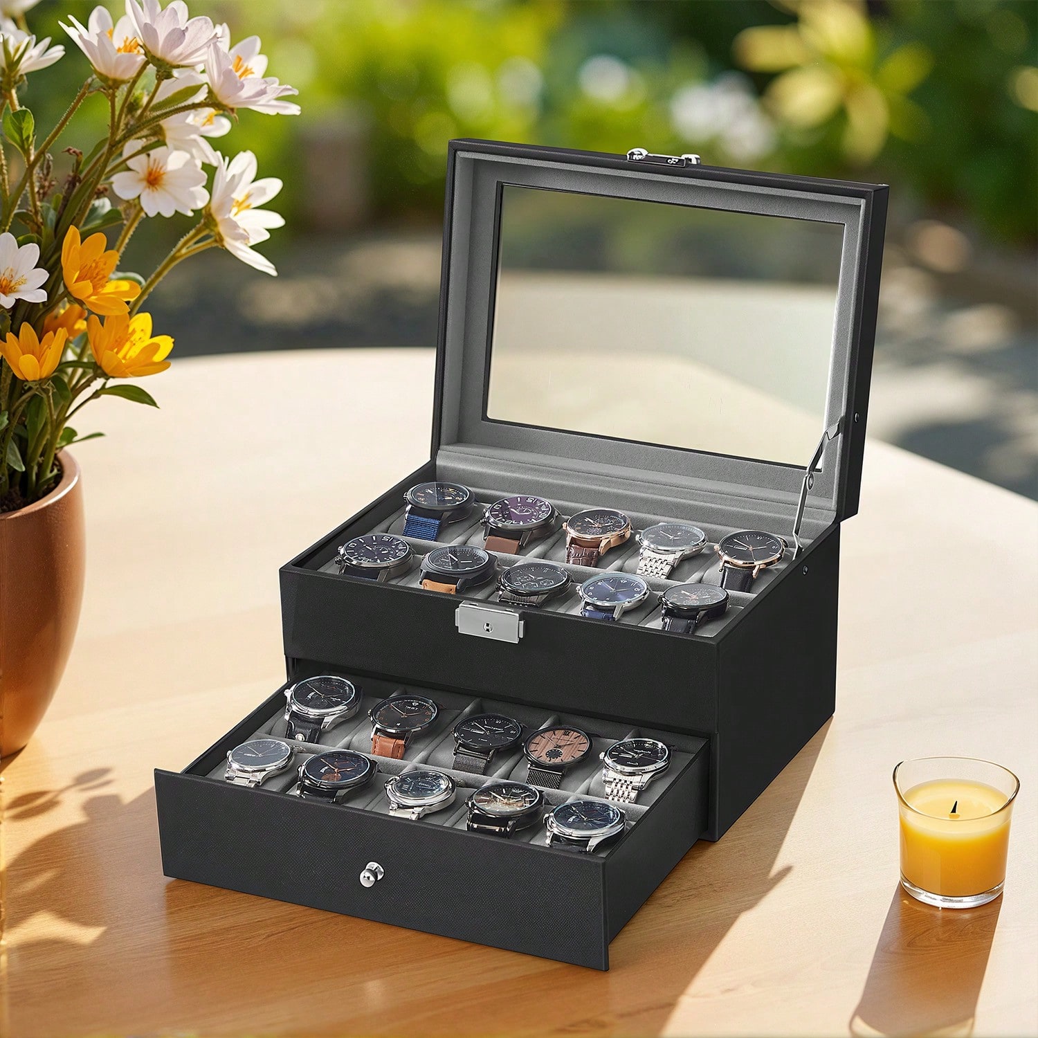 Caja para Relojes de 20 Ranura - Jewelry Watches Box reseña y precio