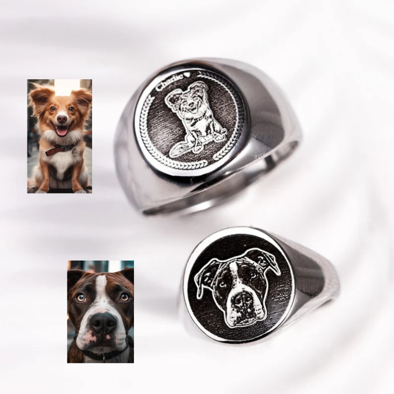 Anillo de sello con foto graba - Mens Signet Ring reseña y precio