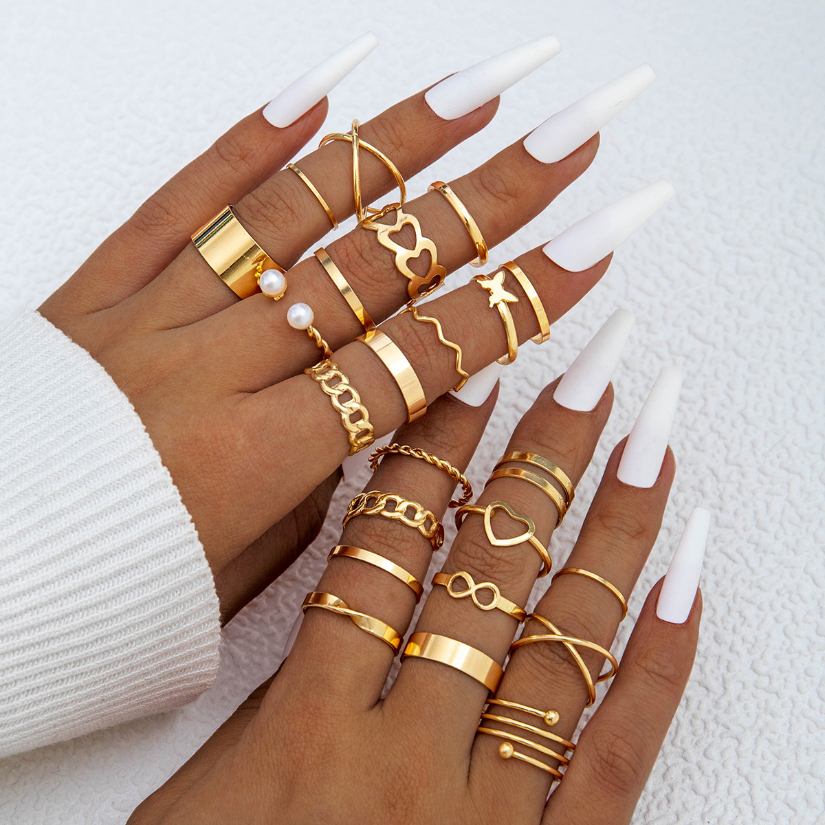 Conjunto de 8 anillos con figu - Minimalist Ring Stackable reseña y precio