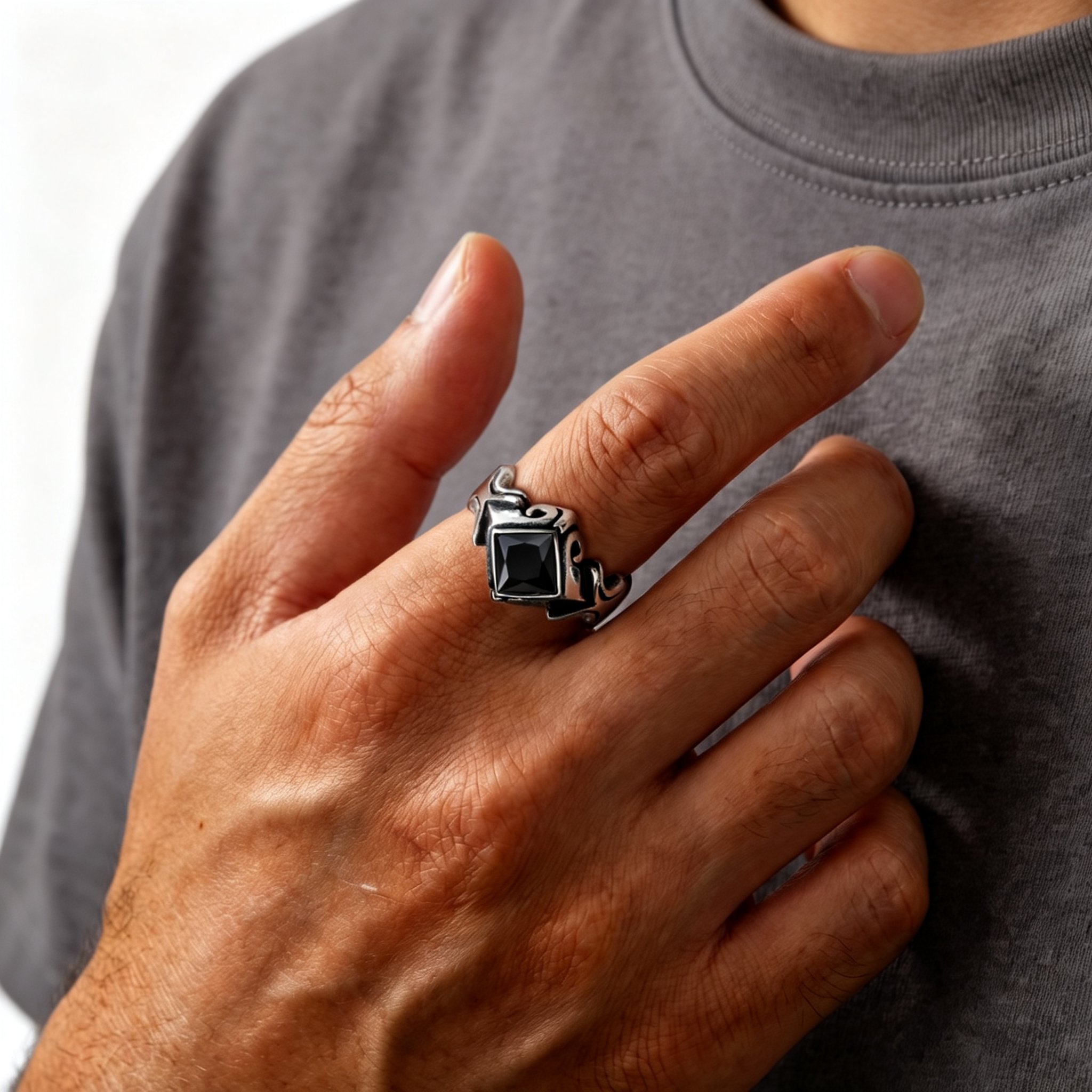 Anillo Vintage de Circonita Ne - Mens Signet Ring reseña y precio