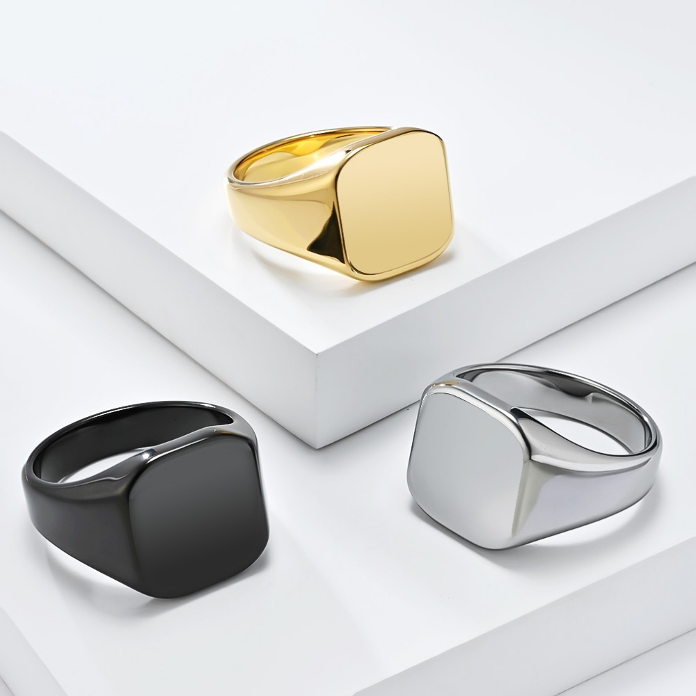Anillo cuadrado de carburo de  - Mens Signet Ring reseña y precio