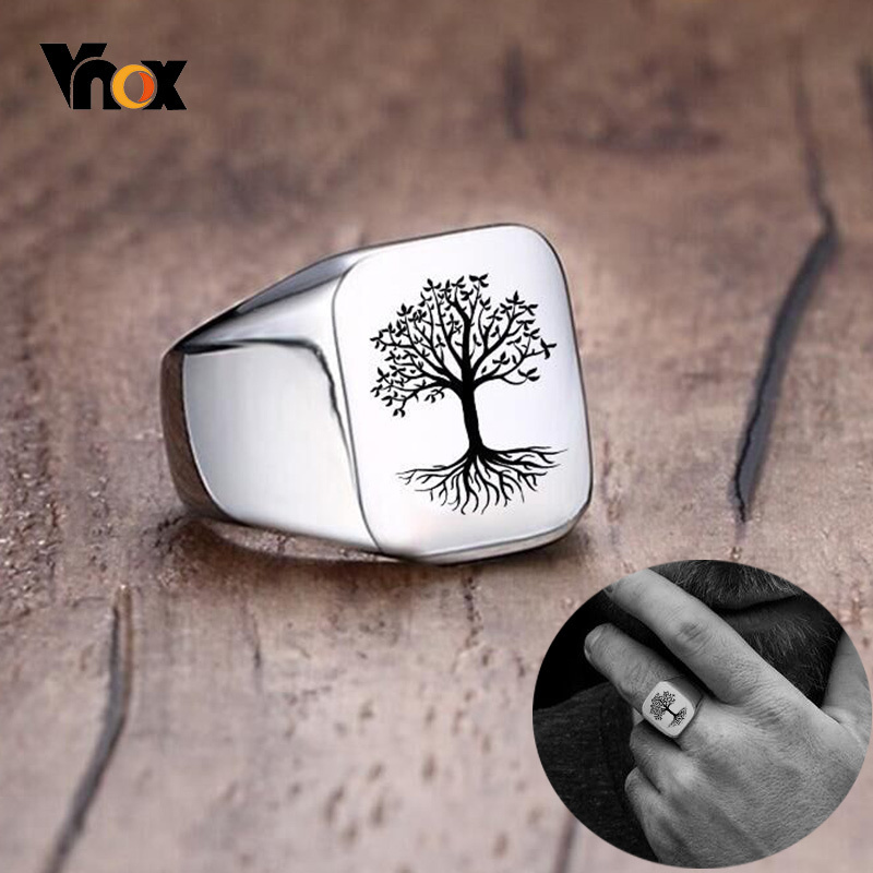 Vnox Rock Punk Árbol de la vid - Mens Signet Ring reseña y precio