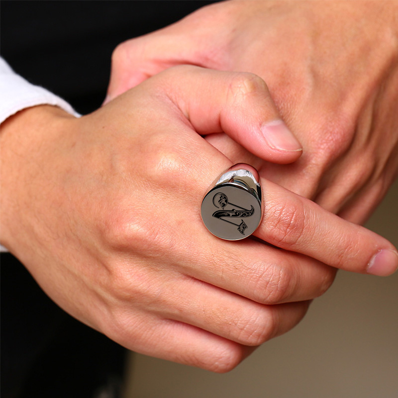 Vnox-Anillo de sello inicial c - Mens Signet Ring reseña y precio