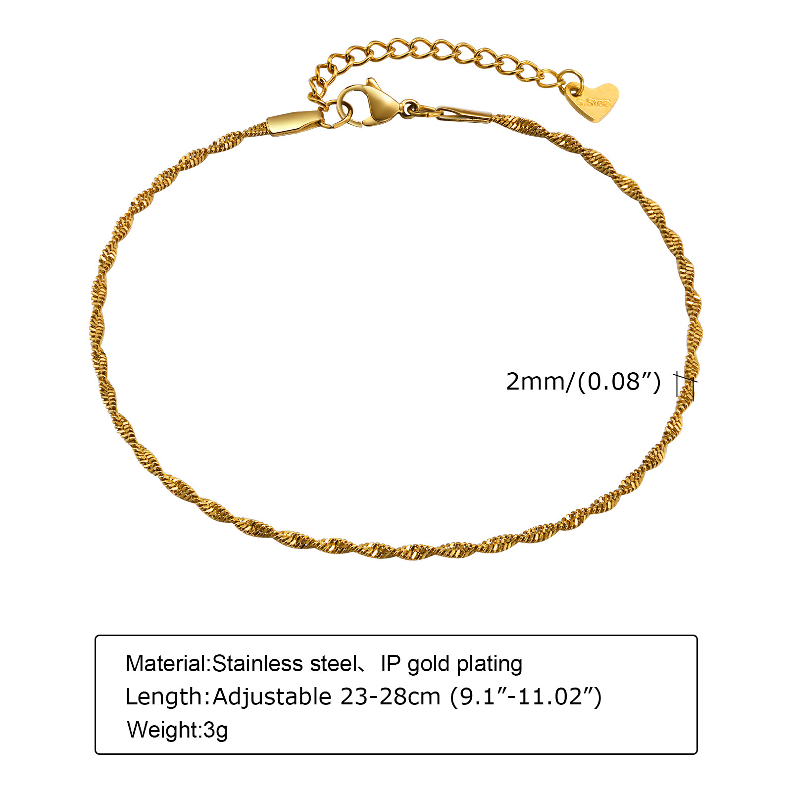 Tobillera impermeable de acero - Jc Jewelry & Watches Reviews reseña y precio